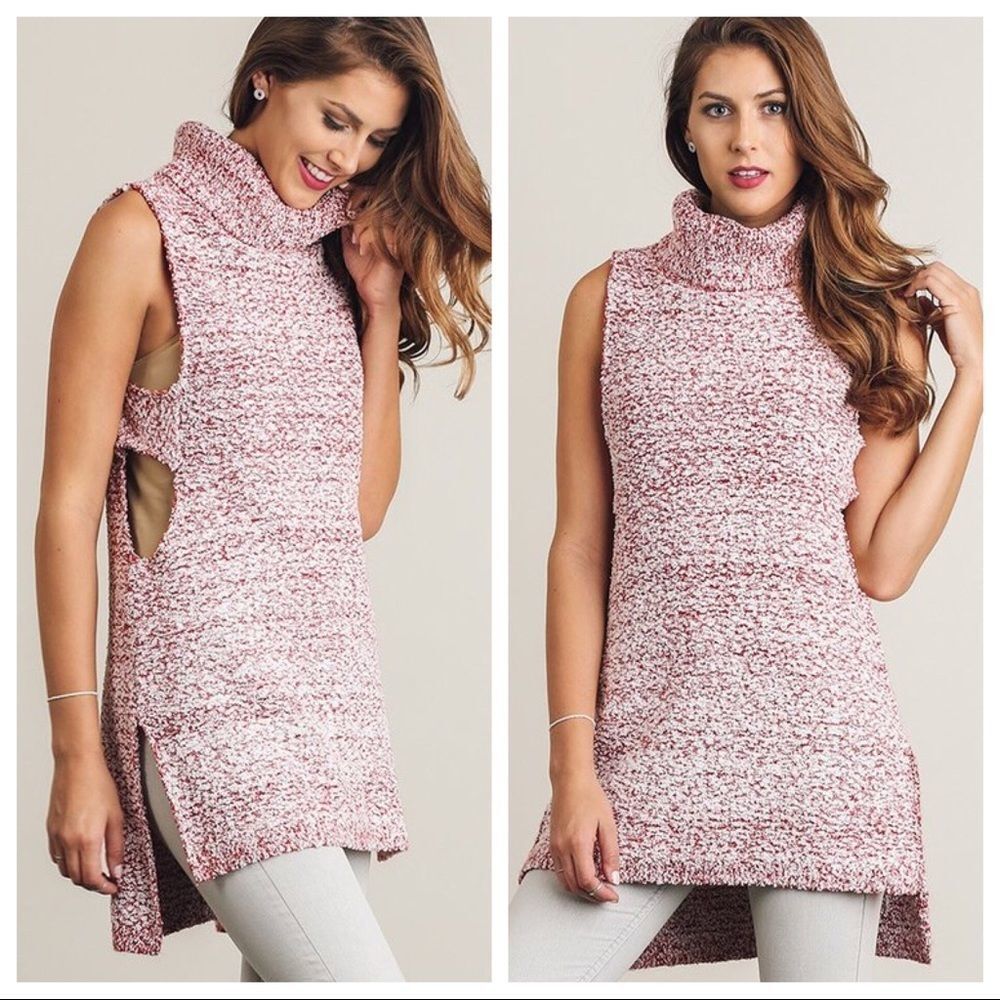 Umgee Mauve Sleeveless Sweater Size Medium NWT